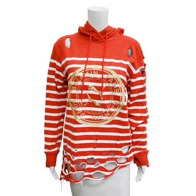 Moletom com capuz BALMAIN X PUMA | logotipo listrado desgastado tamanho XS - Imagem 1 de 4