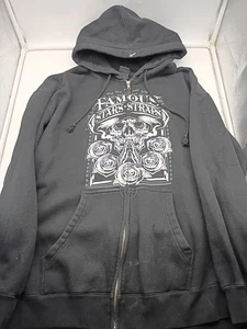 Sudadera con Capucha Y2K Famosas Estrellas y Correas Para Hombre Talla XL Negra Cremallera Completa Calavera y Rosas - Imagen 1 de 8