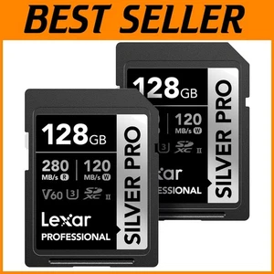 Professional SILVER PRO SDXC Memory Card 128GB - UHS-II, Class 10, Dual Pack - Picture 1 of 9