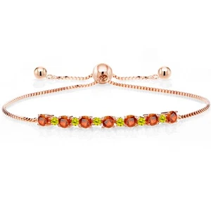 1.28 Ct Orange Sapphire Canary Diamond 18K Rose Gold Plated Silver Bracelet - Picture 1 of 3