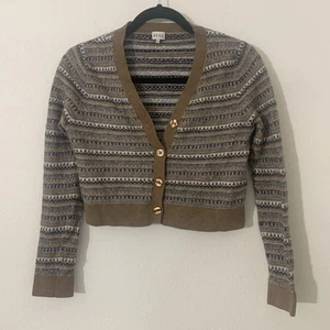 Kule Anthropologie Damen Crop Strickjacke M Fair Isle Muster Wolle Kaschmir - Bild 1 von 3