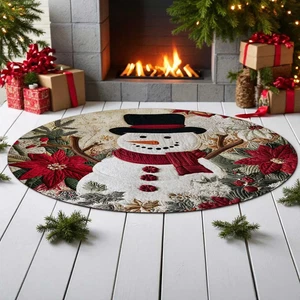 Weihnachten Schneemann 3D Druck Teppich, Festlich Schneemann Willkommen Matte, Urlaub Indoor Do - Bild 1 von 5