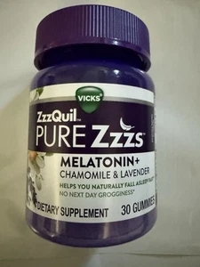 3 Pack! Vicks ZzzQuil PURE Zzzs Melatonin + Chamomile Sleep Aid 30 Gummies Each - Picture 1 of 5