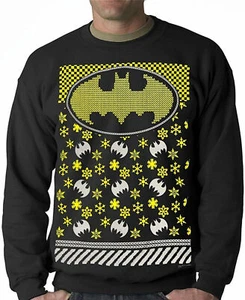 Batman Snowflake Faux Ugly Christmas Sweater - DC Comics Superhero Movie - Picture 1 of 1