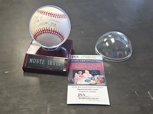 Monte Irvin SIGNED Baseball Inscribed " HOF 73" JSA COA w Ball Stand - Picture 1 of 8