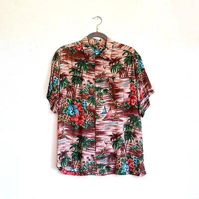 Vintage 50s Men's Hawaiian Tropical Rayon Short Sleeve Shirt Medium - Image 1 of 4