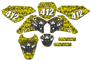 2001-2007 DRZ 125 FLAMING GEARHEAD Yellow Senge Graphics Kit Compatible with ... - Picture 1 of 10