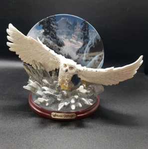 Silent Wings Masters of Moonlight White Owl Plate Figurine Bradford Exchange - Picture 1 of 13