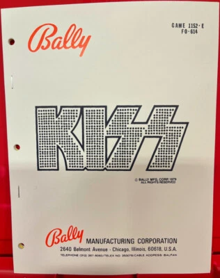 Kiss Pinball Operations/Service/Repair Manual w/Fold-Out Schematics NEW Bally wA - Image 1 of 3