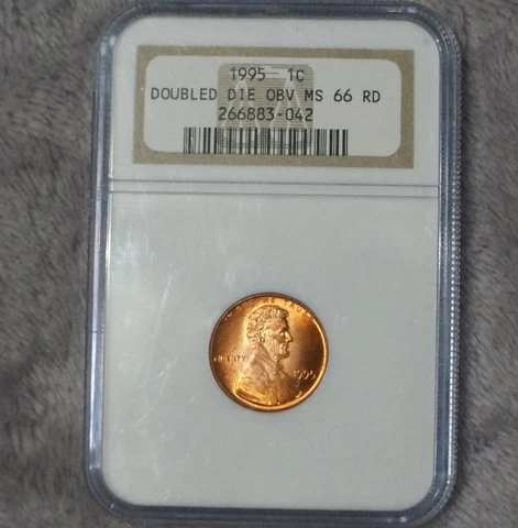 1995 DD 1c Lincoln Memorial Cent Penny Double Die OBV (Obverse) NGC MS66 RD Red Cover