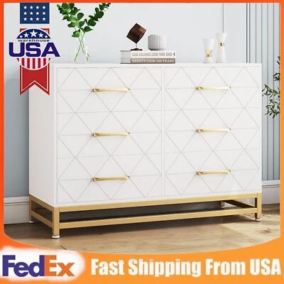 6-Drawer Dresser for Bedroom Chest of Drawers Wood Storage Cabinet 55'' TV Stand - Image 1 of 4