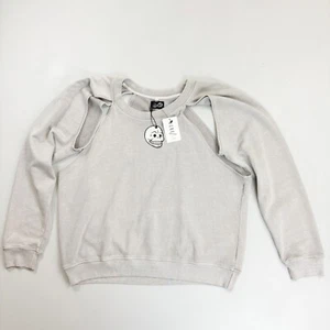 CHEAP MONDAY Y2K Saunder Sweatshirt Medium NWT $80 Cut-Out Sides RARE Dusk Gray - Picture 1 of 9