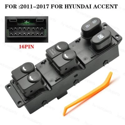 Interruptor de ventana eléctrica de puerta lateral del conductor para Hyundai Accent 2010-2017 93570-1R111 Foto 1 de 4