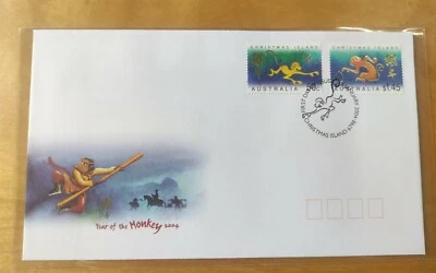 澳洲猴子年西游记邮票首日封 2004 Australia Monkey Zodiac Lunar New Year 2v Stamp FDC - Image 1 of 4