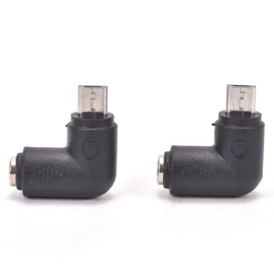 2PCS DC 5.5 x 2.1mm Female To Micro USB 5 Pin Male Right Angle Power Adapter  ! - Image 1 of 4