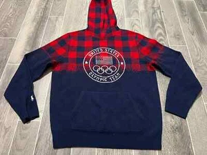 Polo Ralph Lauren Olympic Beijing Team Hoodie Blue Red M 100% Wool Brand New - Picture 1 of 6