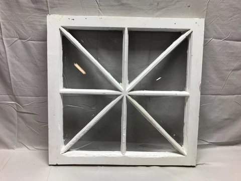 One Vintage 8 Lite Thick Window Sash Shabby White Chic 27" SQ.  Old 834-23B Cover