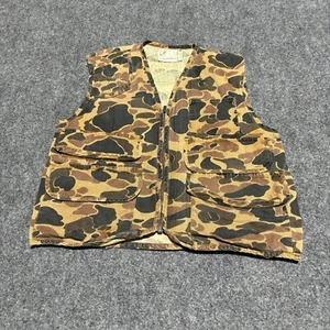 Vintage American Field Hunting Vest Men's Large Brown Button Duck Camouflage* - Picture 1 of 13