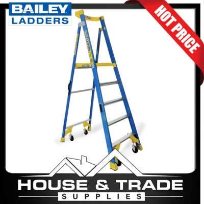Bailey Platform Ladder 1.8m 6 Step Fiberglass Stepladder P170 FS13533 - image 1 of 4