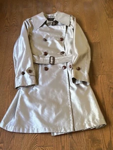 Burberry London Silver Belted Double Breasted Trench Coat Small - Picture 1 of 11