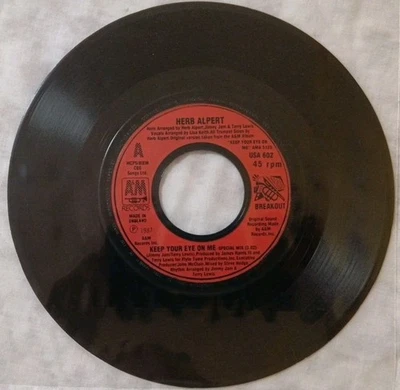 Herb Alpert-Keep Your Eye On Me/Our Song Vinyl 7" Single.1987 Breakout USA 602.  - Image 1 of 4