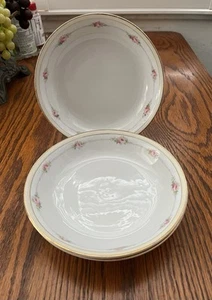 Vintage China Soup Coupe Bowls Noritake Nippon Hand painted Set 3 Pink Floral - Picture 1 of 10