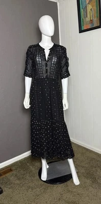 Ulla Johnson Adalie Floral Georgette Dress Size 8 Boho Sheer Black  - Image 1 of 4