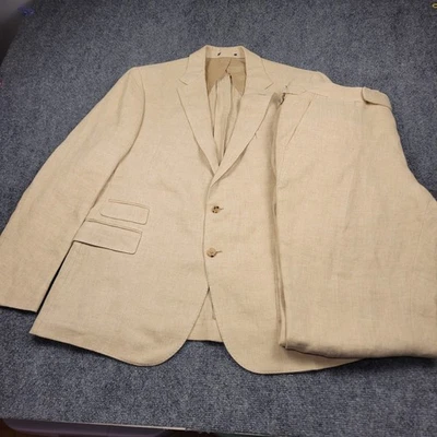 Ralph Lauren Purple Label Kent Linen Sharkskin 2pc Suit Jacket Mens 44R $3,295 - Image 1 of 4