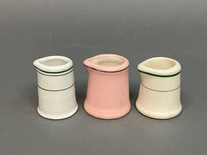 Vintage 3 Restaurant Ware Farm House Mini Creamer Green Striped Pink White - Picture 1 of 8