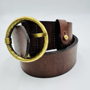 Amsterdam Heritage tg. Cintura in pelle marrone 100 M L fibbia tonda in ottone Olanda - Foto 1 di 11