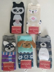 5 Pairs Kids Children's Women's Socks Animals With Fuzzy Ears Cute Fun Cheery - Picture 1 of 10