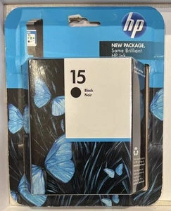 Cartucho de impresión de inyección de tinta HP negro 15 genuino OEM caducado 07/2011 nuevo sellado - Imagen 1 de 8