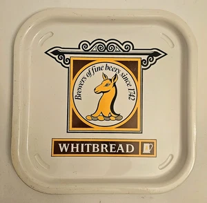 Vintage Whitbread Brewers of Fine Beers Square Metal Tray Beerania Uk - Picture 1 of 8