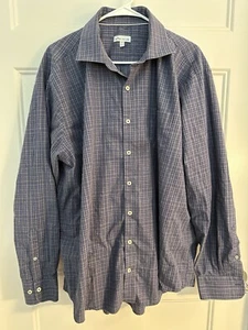 Camicia uomo PETER MILLAR blu grigia cotone con bottoni taglia XXL - Foto 1 di 3