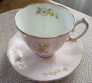 Vtg Jason Bone China Tea Cup Saucer Set England Pink Flowers Gold Trim Full Size - Picture 1 of 7