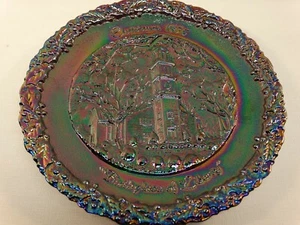 1975 FENTON AMETHYST CARNIVAL GLASS CHRISTMAS PLATE #6 BIRTHPLACE OF LIBERTY - Picture 1 of 4