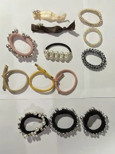 Assorted Lot Of 13 Pieces Hair Ties & Bands~Beaded~Rhinestones Etc. - Picture 1 of 5