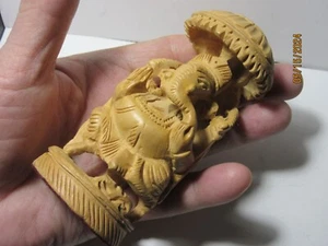 Estatua hindú de madera de altar tallada a mano de Lord Ganesha 4 3/16" LGHCWS-12 - Imagen 1 de 13