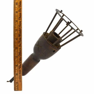 Vintage WORKSHOP EXTENSION LIGHT Wood & Iron MEDIEVAL TORCH LOOK for Parts/Decor - Picture 1 of 8