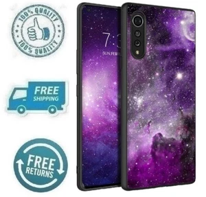 Coque téléphone violette fine brillante dans le noir neuve pour LG Velvet 5G - Photo 1 sur 8