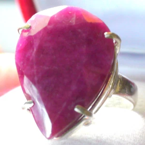 22,10ct NATUR RÖTLICH ROSA BERYLL SMARAGD KRISTALL VINTAGE RING 925 SILBER.8,5 - Bild 1 von 10