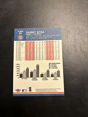 C53d Sammy Sosa #34 Chicago Cubs 2002 Fleer Platinum - Image 1 of 2
