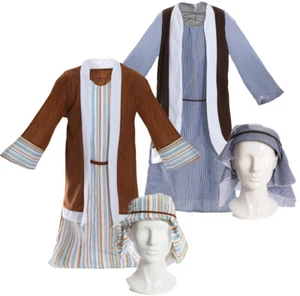 Boys Joseph Costume Shepherd Christmas Play Nativity Fancy Dress Innkeeper - Picture 1 of 8
