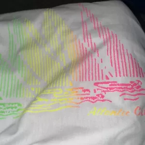 Vintage Atlantic City sailboat neon rainbow 80s Ringer Shirt Sailing NJ - Picture 1 of 3