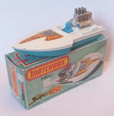 Matchbox Superfast ©1975 #5b 1:58 Seafire Boot weiß-blau mit Repro Box Typ-K - Bild 1 von 4