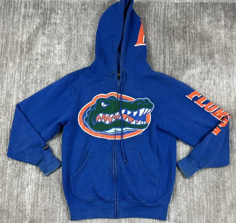 Florida Gators UF Hoodie Mens Small Blue Full Zip Long Sleeve NCAA Sweatshirt Cover