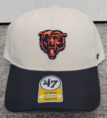 Sombrero juvenil Chicago Bears crema tormenta de arena y azul '47 MVP ajustable OSFM Foto 1 de 3