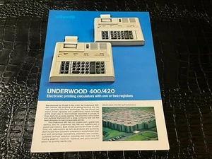 1980s VINTAGE AD SHEET #3946 UNDERWOOD OLIVETTI 400/420 CALCULATOR - Imagen 1 de 1