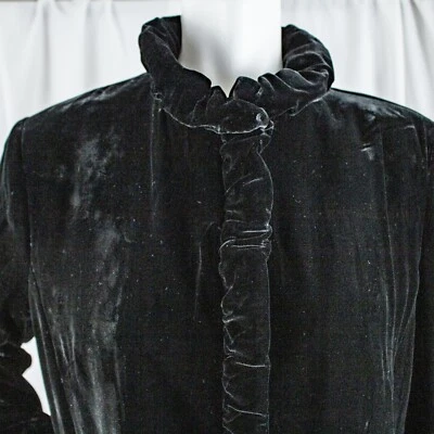 LAFAYETTE 148 New Black Solid Women Ruffle Formal Velvet Jacket Coat Size 14 - Image 1 of 4