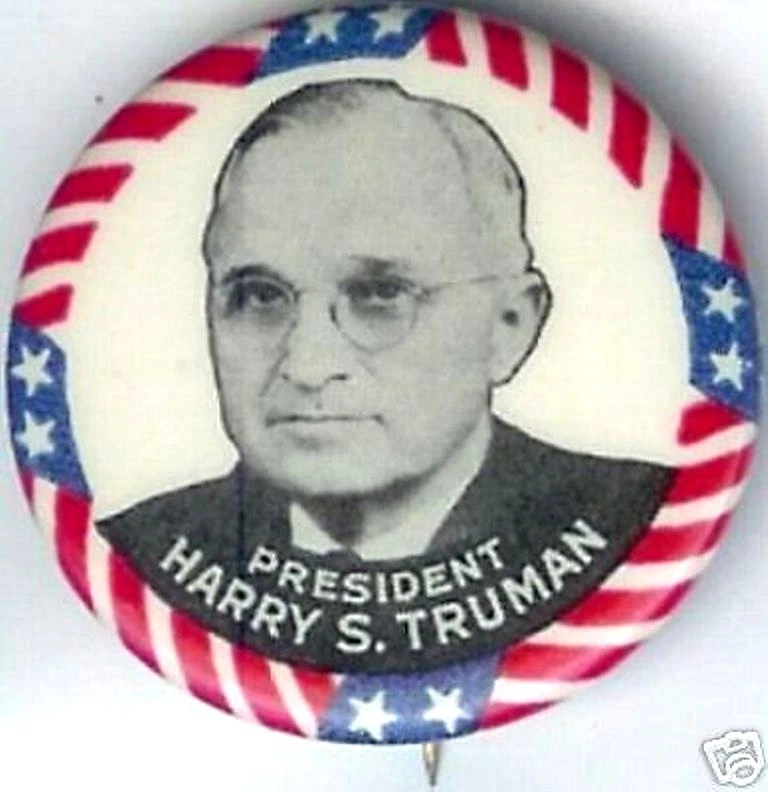 1948 Harry S. Truman Campaña Pinback Botón Política Presidente Elecciones Foto 1 de 2